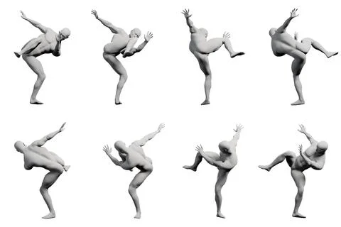Dynamic figure models in white studio setting 스톡 일러스트