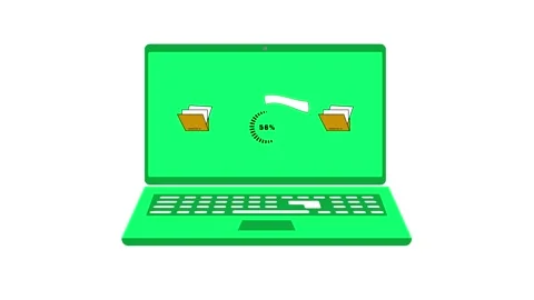 Dynamic File Transfer &amp; Copying Animation with Laptop Icon. Stock Footage 286143069