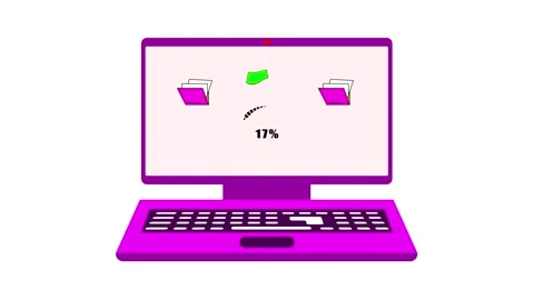 Dynamic File Transfer &amp; Copying Animation with Laptop Icon. Stock Footage 286143071