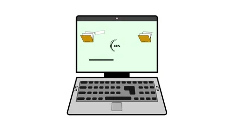Dynamic File Transfer &amp; Copying Animation with Laptop Icon. Stock Footage 286143076