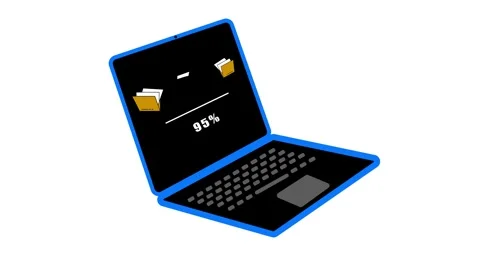 Dynamic File Transfer &amp; Copying Animation with Laptop Icon. Stock Footage 286143078