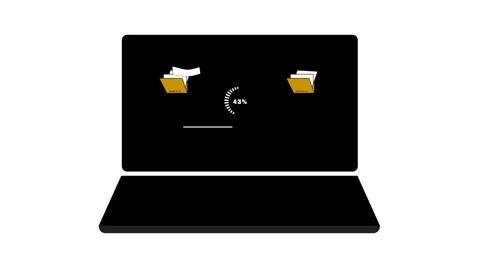 Dynamic File Transfer &amp; Copying Animation with Laptop Icon. Stock Footage 286143079