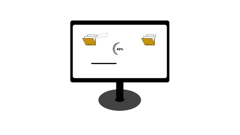 Dynamic File Transfer &amp; Copying Animation with Laptop Icon. Stock Footage 286143080