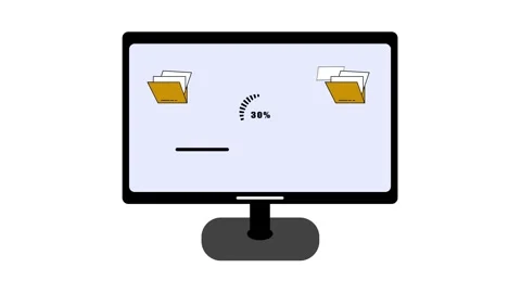 Dynamic File Transfer &amp; Copying Animation with Laptop Icon. Stock Footage 286143085