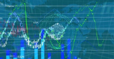 Dynamic financial chart with global data trends and fluctuating market Illustrazione stock