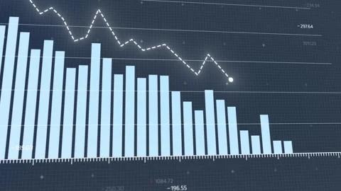 Dynamic financial charts with declining trends and analytics visuals Stock Footage 296186226