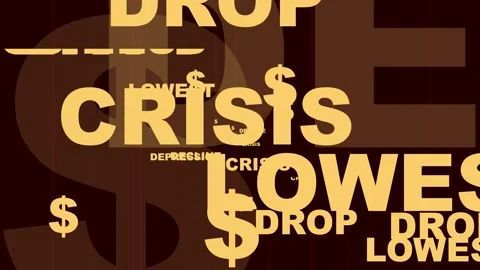 Dynamic financial crisis typography animation with moving text and 4K Stockbeeldmateriaal 344607764