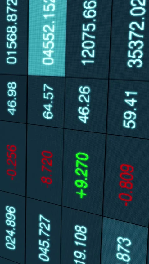 Dynamic Financial Data Display Showing Stock Price Changes with Positive and Stockbeeldmateriaal 338325464