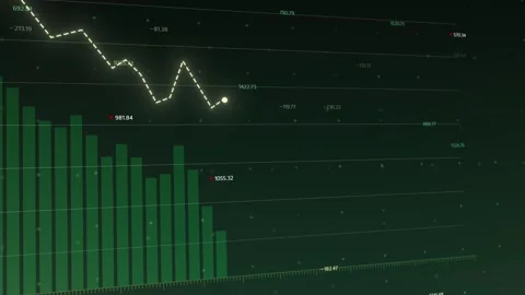 Dynamic financial diagram showcasing increased profit trends and decrease 库存影片 296186357
