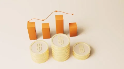 Dynamic financial graph and coin stacks motion illustrate market growth and.. Video stock 327114446
