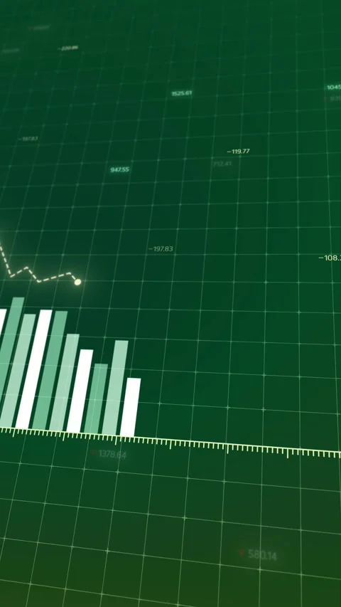 Dynamic financial graph displaying increasing profits followed by downturn Stock Footage 296186403