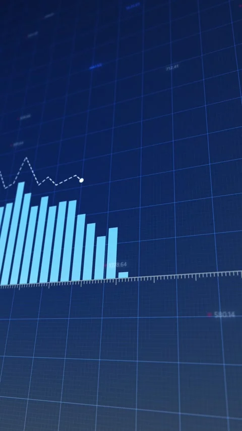 Dynamic financial growth chart visualization in blue tones Stock Footage 296186495