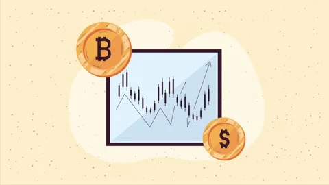 Dynamic financial market analysis animation showing stock charts with bitco.. 動画素材 338312327