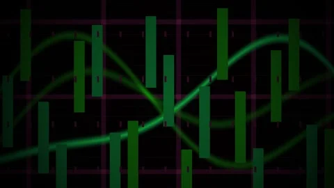 Dynamic Financial Market Data Visualization with Animated Green Candlestick.. Stock Footage 341806030