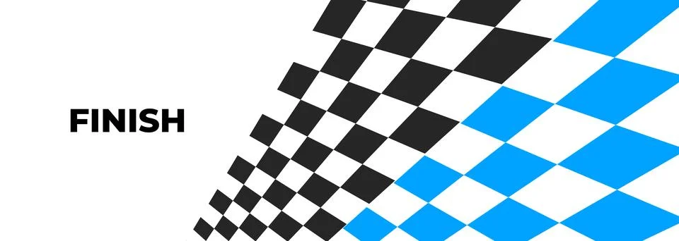 Dynamic finish concept with diagonal racing check pattern and bright blue Stock Illustration