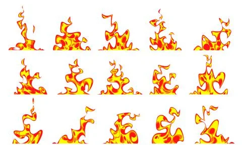 Dynamic fire anime collection Stock Illustration