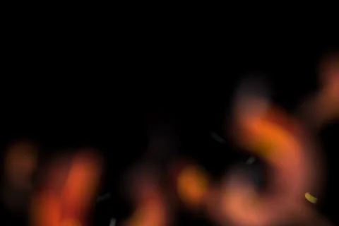 Dynamic fire effect on black background. Red and orange, blurred lights. Flames Ilustración de archivo