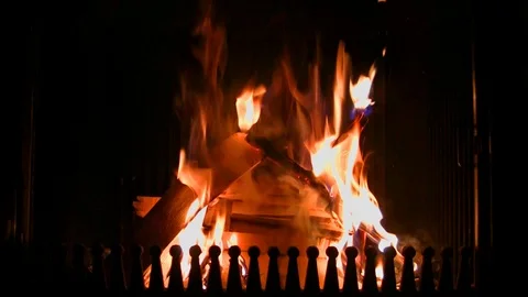 Dynamic fire in a home fireplace Stock Footage 102723252