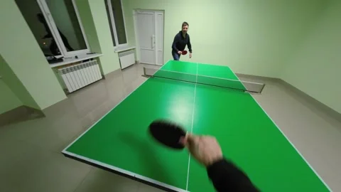 Dynamic First-Person Table Tennis: Intense POV Gameplay Action Stock Footage 303505793