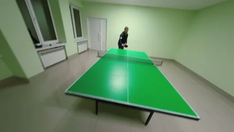 Dynamic First-Person Table Tennis: Amateur Player's Authentic Gameplay Action Stock Footage 303910882