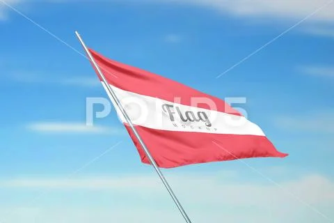 Dynamic flag mockup fluttering in the wind PSD 템플릿