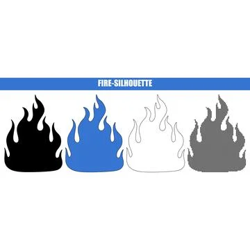 Dynamic flame shapes in silhouette styles for conceptual designs isolated o.. Stock Illustration