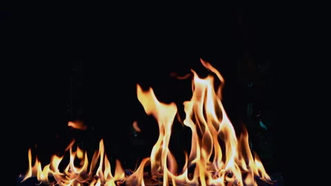 Dynamic Flames are Dancing Gracefully Against a Dark Background Creating a 스톡 동영상 295889085