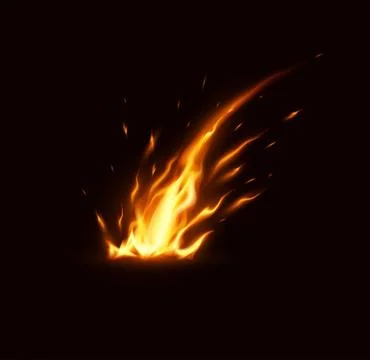 Dynamic Flames on Dark Background Stock Illustration