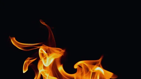 Dynamic Flames Gracefully Dancing Against a Dark and Mysterious Background Stock Footage 295889001