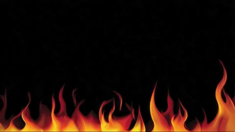 Dynamic flames rising against black background in looping animation Stock Footage 314459396