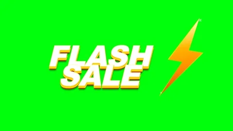 Dynamic Flash Sale Animated Text with Lightning on Green Screen. Stock Footage 333155436