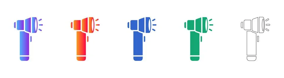 Dynamic Flashlight Icon Set Stock Illustration