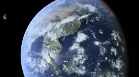 Dynamic Flight Away from Asia - CG Earth 1080p HD Stock Footage 20633141