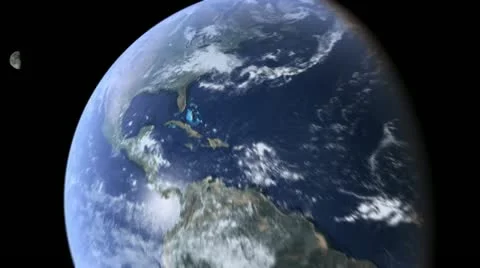 Dynamic Flight Away from North America - CG Earth 1080p HD Stock Footage 20602932