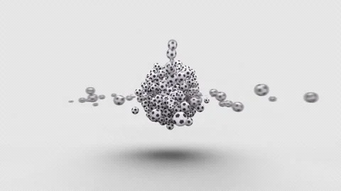 Dynamic Floating Soccer Balls Logo Reveal Isolated on Transparent Background Video stock 345729320