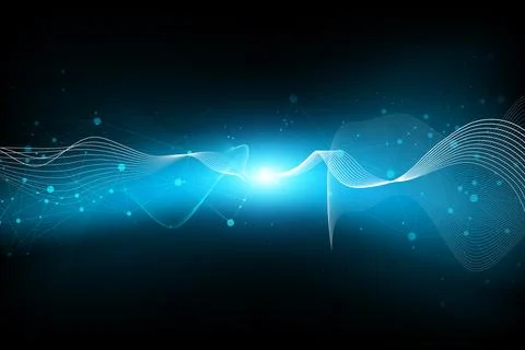 Dynamic flow with central burst of light. Network of interconnected lines and Stock Illustration