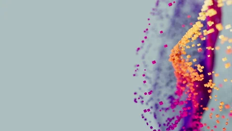 Dynamic flow of colorful square particles. Stock Footage 311554623