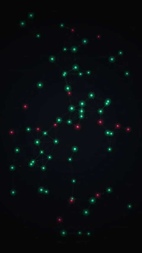 Dynamic flow of cosmic energy particles in neon red and green glow Stock Footage 345493827