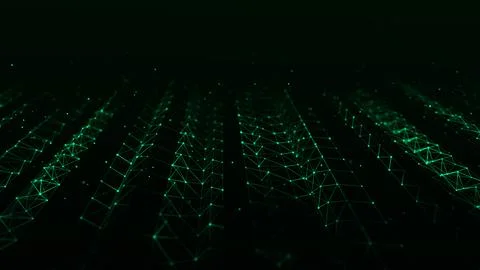 Dynamic flow of digital particles. Network connection structure. Big data v.. 스톡 일러스트