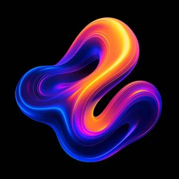 Dynamic Flow Gradient 3D Neon Shape Stock Illustration