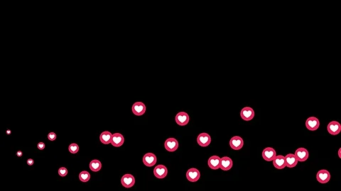 Dynamic Flow of Red Heart Icons on Black Background Signifying Social Engag.. Stock Footage 341917799