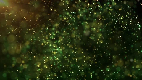 Dynamic flow of shimmering green and gold particles footage clip background Stock Footage 327570120
