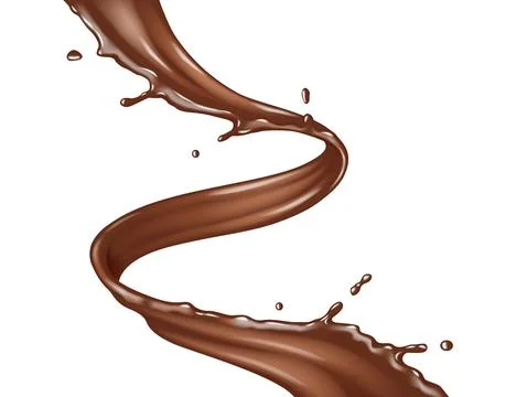 Dynamic Flowing Chocolate Splash on White Background Stock Illustration