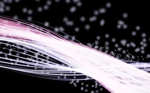 A dynamic, flowing composition of luminous particles against a dark backgro.. Stock Illustration