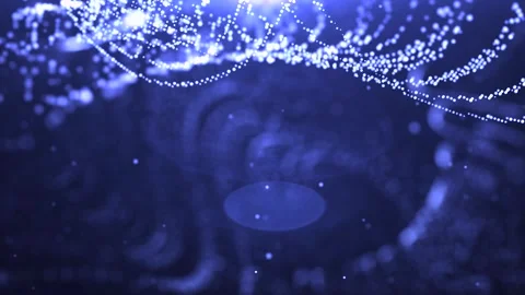 Dynamic flowing golden gradient light lines on black background for concept of l Video stock 246754736