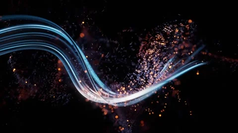 Dynamic flowing light trails creating abstract wave motion with sparkling p.. Stock-Footage 327249512