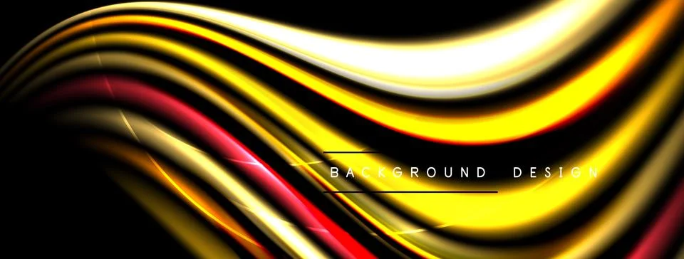 Dynamic flowing lines create abstract wave pattern. Gold, red, white hues ble Stockillustratie