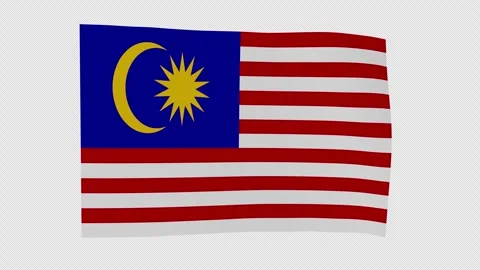 Dynamic Flowing Malaysia National Flag Loop Alpha Channel Vídeos de archivo 343066367