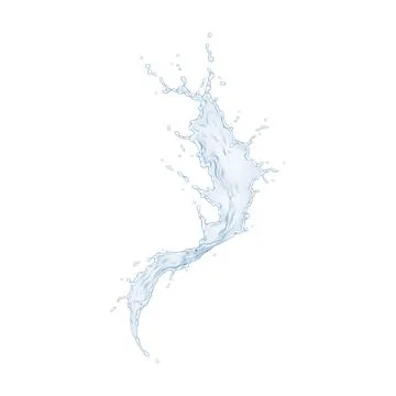 Dynamic Flowing Water Splash on White Background Stock Illustration