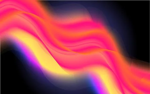 Dynamic flowing wave background with bright neon pink and yellow gradient. Illustrazione stock